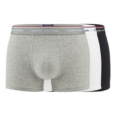 Tommy Hilfiger Pack of three black, white and grey hipster trunks